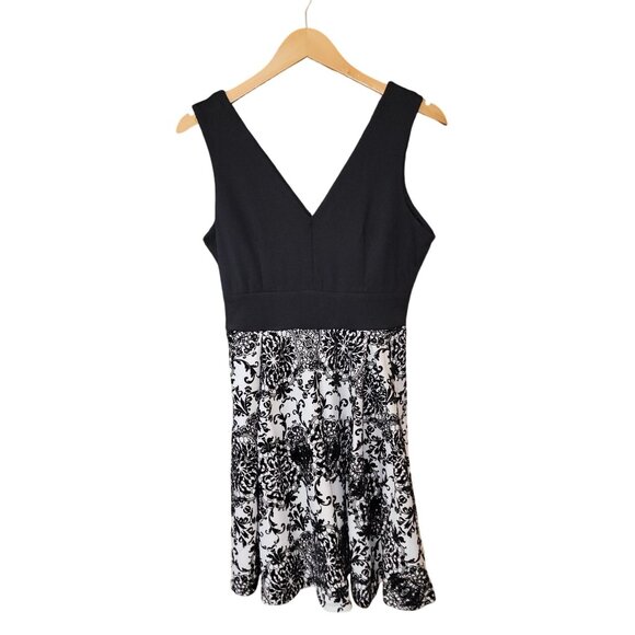 Haute Monde Black & White Sleeveless Dress L - Picture 1 of 5